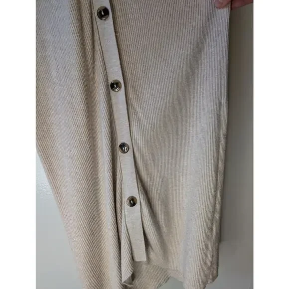 Sanctuary Ribbed Maxi Cardigan Duster Button Front Oatmeal Cream Medium - Picture 7 of 10